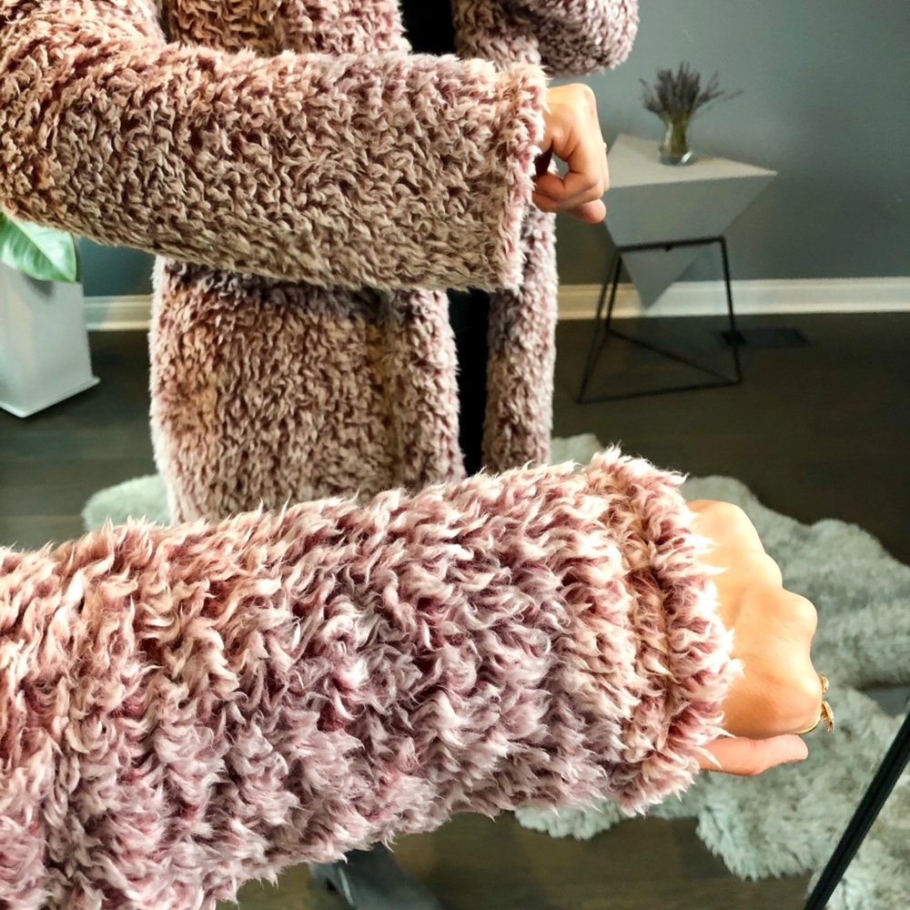 🔷Tara Long coat Sherpa Wine - Picture 4 of 5